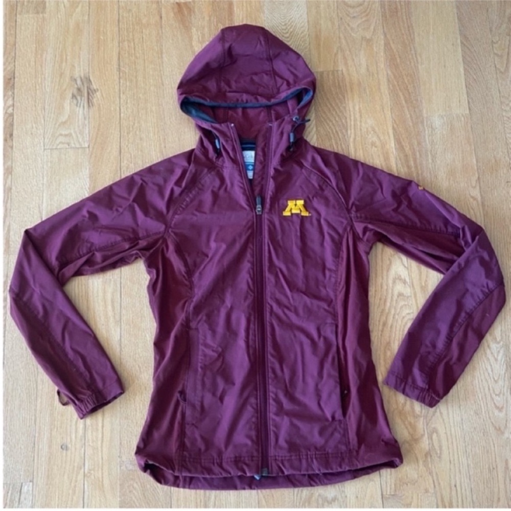 Columbia Minnesota Gophers maroon hooded full zip running jacket extra small XS